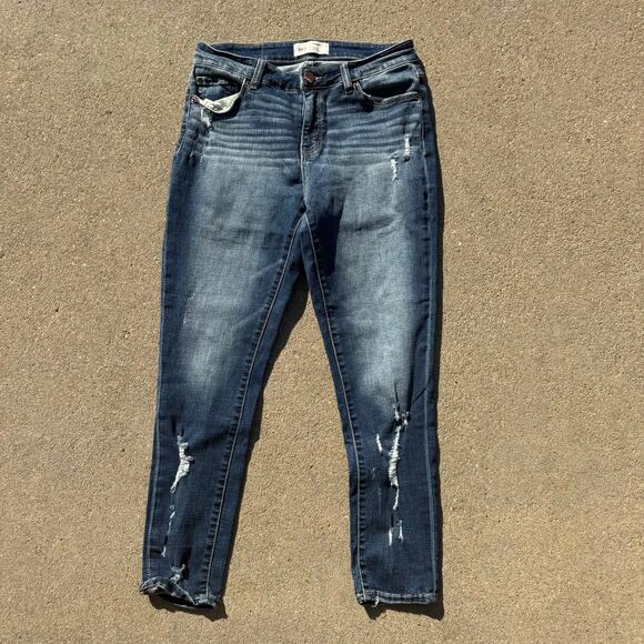 BKE Gabby 27x27 Curvy Fit High Rise Ankle Skinny Distressed Blue Jeans ABK2875A - Picture 1 of 9